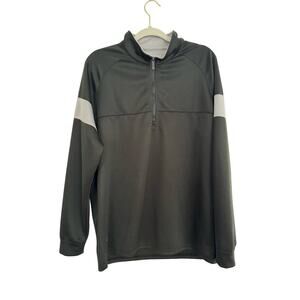 Michel Rouen Performance Sweat Quarter Zip Track Jacket Black and Gray Size L